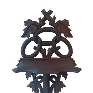 VTG antique Black Forest carved wood Decorative Dark Brown Wall Shelf